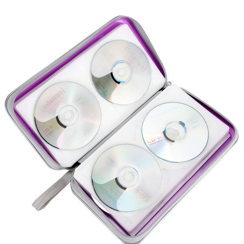 Siveit CD/DVD Case Holder, 80 Capacity Hard Plastic Disc Cases Storage Binder for Car, Home, Office, Travel (Purple) - Image 5